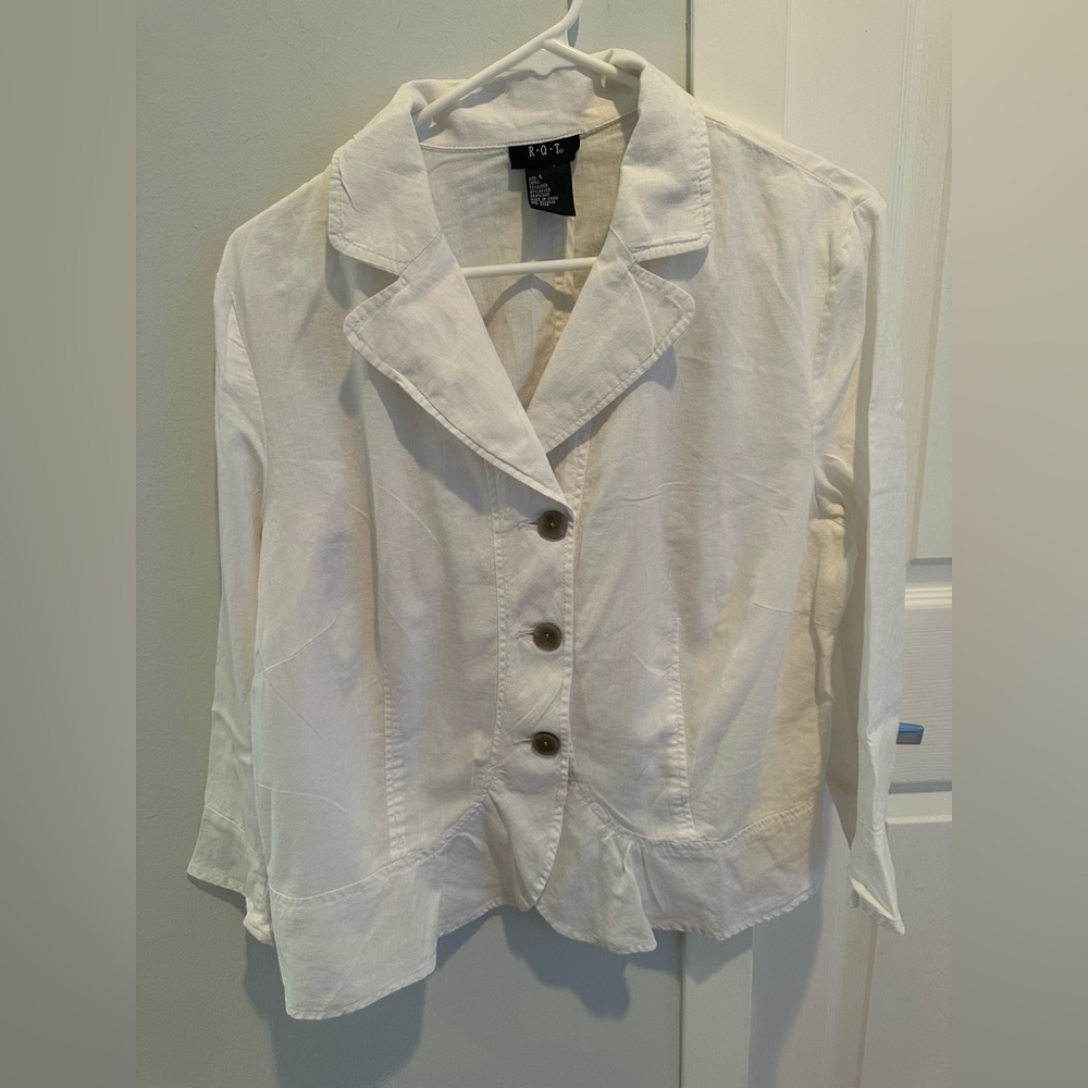 RQT White Linen Blazer, size L